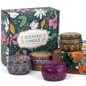 Velas de cera perfumadas para presente, conjuntos de velas perfumadas de soja com rótulo personalizado, velas espirituais perfumadas com pétalas secas
