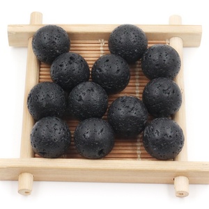 Pierre précieuse de guérison naturelle lave volcanique noire perles de pierre ronde pierre artisanat boule sphère pour la décoration intérieure - Product Image 3