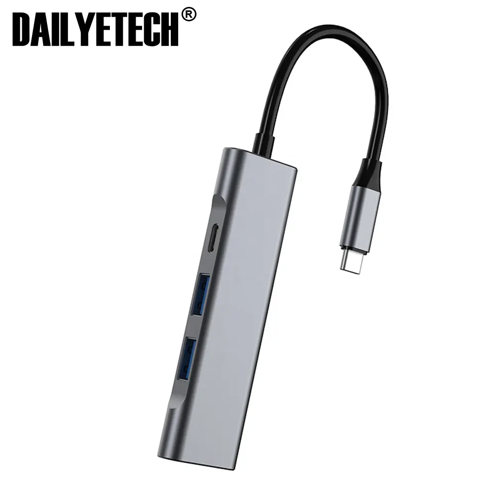 DAILYETECH 4 Port 4 In 1 USB 3.0 Tipe C Hub 4K HDTV Usb3.0 Type C PD Docking Station untuk Type C Laptop Komputer dan Ponsel