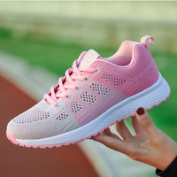 Chaussures de marche décontractées pour femmes, tricotées respirantes, dégradé violet-bleu, avec coussin d'air et absorption des chocs, à lacets, pour le fitness quotidien
