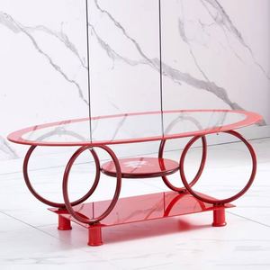La mesa de centro de cristal económica en la sala de estar es una mesa de centro de cristal duradera y estable - Product Image 1