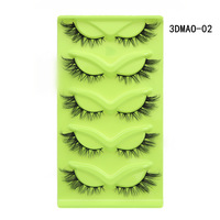 Populaires 5 paires de faux cils œil-de-chat naturellement épais et volumineux, cils recourbés effet œil de renard, cils obliques effet œil de renard volant