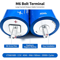 Baterai Lithium Titanate Grade A 2.3V 40Ah 66160 Sel LTO Silinder 20000+ Siklus 20C High Drain Lto Akku Stok EU Bebas Pajak