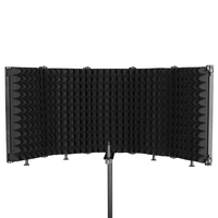 Écran d'isolation acoustique de studio pour microphone, en plastique noir, cinq panneaux, pour enregistrement sur bureau, Rayyu FP-5