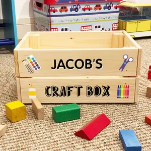 फैक्टरी आपूर्ति व्यक्तिगत लकड़ी कला शिल्प खिलौना भंडारण आयोजक बॉक्स के साथ बच्चों के लिए यूवी मुद्रण