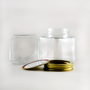 Vente en <span class=keywords><strong>gros</strong></span> 250 380 Pot de stockage de confiture de nourriture au miel en verre octogonal à grande bouche large de 500 ml Pot en verre de 16 oz avec couvercles dorés - Product Image 3