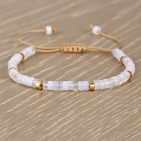 Böhmisches Naturstein-Perlenarmband, vergoldetes Messing, elastisches Kordelarmband, verstellbare Länge, geometrisches Muster, Unisex-Geschenk
