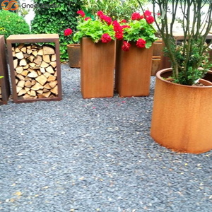 Jardinière ronde haute en acier Corten tendance 2026 - Pot de jardin robuste en acier patinable avec rouille naturelle et drainage - Product Image 4