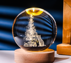 Creative 3D Crystal Ball Solar Night Light Luminous Mini <b>Lamp</b> with 3D Engraved Base for Home Decor Plug-In Power Supply - Product Image 5