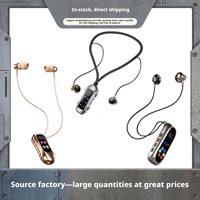 Casque sans fil Bluetooth tour de cou pour la vente en gros, avec longue autonomie, lecteur de carte TF, idéal pour l'entraînement et le karaoké