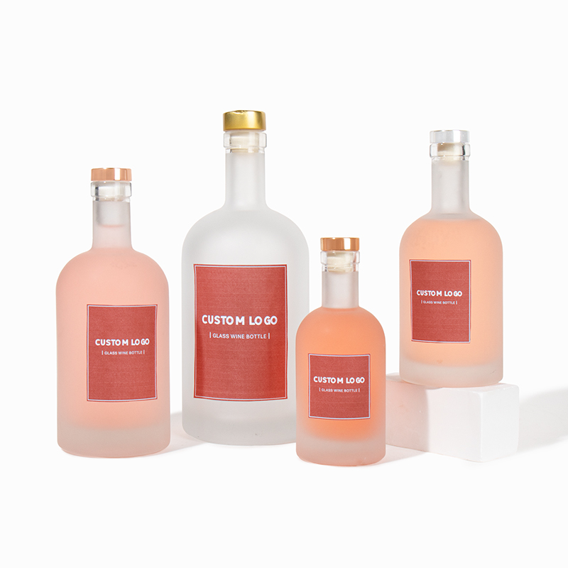 Wholesale 375ml 500ml 1000ml Empty Round Glass Beverage Glass Bottle Nordic Gin Whiskey Vodka Spirit Bottle for Liquor Rum