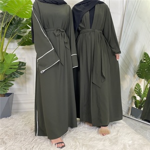 6472# Nida Abaya Solid Color White Border Detail Pray Islamic Women Abaya Muslim Dresses - Product Image 5