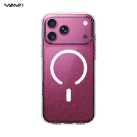 VAWI B470 Coque de protection magnétique transparente en cristal IMD personnalisée de luxe avec paillettes pour iPhone 18 17 Pro Max