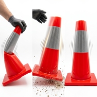 Cône de signalisation routière SMT incassable en PVC de 45 cm, monobloc, à rebondissement, pylon de sécurité, résistant aux intempéries, avertissement prismatique haute intensité