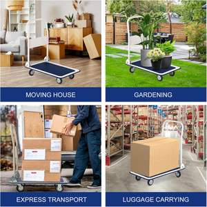 फोल्डेबल मेटल प्लेटफॉर्म ट्रॉली 330lb प्लेटफॉर्म ट्रक रोलिंग फ्लैटबेड के लिए पुश कार्ट डोली को धक्का देना - Product Image 5
