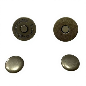 High Quality Vintage Metal Magnetic Button Antique Brass Finish Debossed Text <b>Bag</b> <b>Accessories</b> - Product Image 1