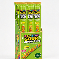BESTAR Custom Package Wholesale Sour Sugar Coated Gummy Rope Candy Assorted Fruit Flavor Long Rope Gummy Sweet Confectionery