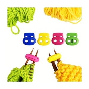 5 unidades/bolsa de tope de plástico de colores simples para agujas de tejer, accesorios portátiles, ecológicos y duraderos para tejer y ganchillo - Product Image 1