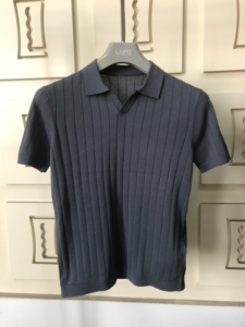 Herren Casual Sommer Kurzarm V-Ausschnitt Poloshirt Atmungsaktiv Poliert 100% Baumwolle Strick Stretch Golfshirt für OEM ODM - Product Image 1