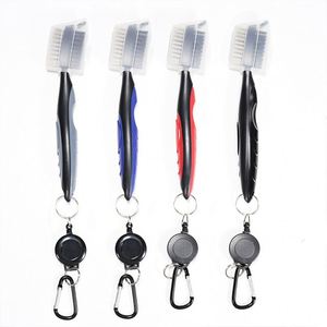 Cepillo de limpieza de doble cara para palos de golf ABS, cepillo de cerdas portátil, accesorio de limpieza para golf - Product Image 2