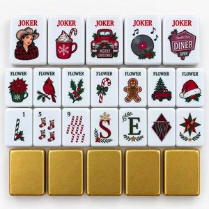 ชุดไพ่นกกระจอกอะคริลิคสีทองแบบอเมริกัน รุ่นคริสต์มาส พร้อมขาตั้งโลหะพับได้สำหรับผู้เล่น 4 คน มีสินค้าพร้อมส่ง - Product Image 2