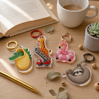 Porte-clés en plastique acrylique personnalisés imprimés en gros, breloques de dessin animé, support de pin's, époxy transparent, légers et étanches