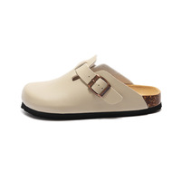 Quantité minimale de commande bas en gros dames sabot chaussures classique bout rond en cuir PU semelle en liège femmes pantoufles chaussures