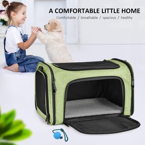 Airline Approved Soft-Sided Mesh Pet Travel <b>Carrier</b> with <b>Shoulder</b> Strap, Removable Washable Fleece Pad, Top Opening - Product Image 4