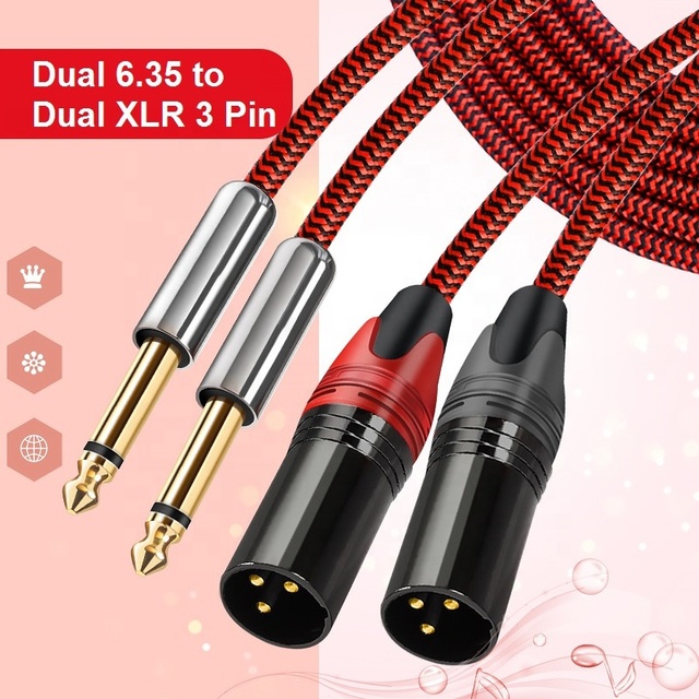 Xput Dual 6 35MM 1 4 Inch Male to Dual 3Pin XLR Male Y Splitter Audio Cable for Speaker Mic Amplifier Mixer