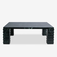 Table basse carrée sculpturale en marbre Dream Home, pieds empilés, pierre naturelle veinée verte, pour salon d'hôtel