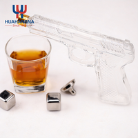 Ensemble de carafe à whisky amusante en forme de pistolet, artisanale et portable, avec verre à whisky en verre sans plomb et coffret cadeau en bois pour hommes