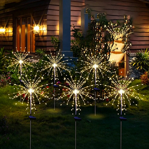 Lampes solaires d'extérieur étanches, lampes solaires <span class=keywords><strong>de</strong></span> jardin en acier inoxydable à LED pour patio, pelouse, cour et aménagement paysager, blanc chaud, RGB - Product Image 1