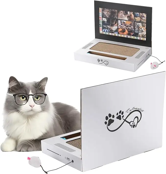 Oem Odm Placa de arranhar para animais de estimação, brinquedo interativo fofo para laptops e gatos com mouse fofo