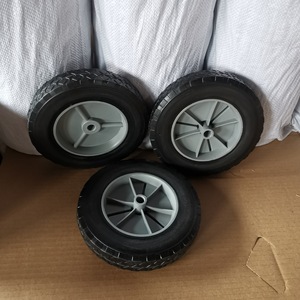 Solid Rubber Wheels 8x1.75 Gray <b>Plastic</b> Spokes Hard Tread Industrial Casters No Brake Round Bore - Product Image 2