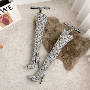 2024 Spring Autumn European Station Collection Sexy Knee High Boots Peep Toe Zip New Thin High Heel Shoes Pants All One Show - Product Image 5