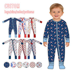 Custom Bamboo Fiber Baby Romper Organic Zipper Onsie Baby Pajamas Bamboo <strong>Children</strong> Romper Girls Zip Jumpsuit Infant Onsie - Product Image 1