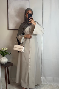 Customized Design Women <strong>Abaya</strong> With Button Design Premium Fabric High Quality Full Length Islamic Women Muslim Closed Abayas - Product Image 2