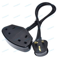 Câble d'extension d'alimentation avec prise britannique BS vers double prise femelle, fusible 13A, cordon d'alimentation CA pour Singapour, Malaisie, HK