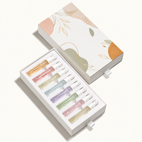 Carte d'emballage cosmétique pliée de luxe pour échantillons de parfum, support pour flacon de parfum, boîte en papier avec logo personnalisé