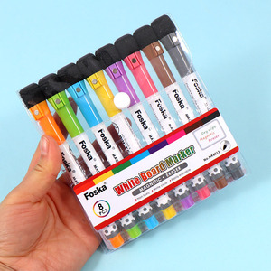 Marqueurs effaçables pour tableau blanc à séchage rapide, en 8 couleurs vives, avec gomme intégrée, pour fournitures scolaires – En stock - Product Image 6