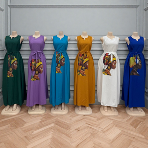 Nuovo Abito Estivo da Donna Taglie Forti con Stampa Casual alla Moda Senza Maniche con Lacci - Product Image 6