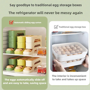 Boîte de stockage d'oeufs pour réfrigérateur à 4 couches Porte-oeufs à roulement automatique Porte-oeufs style échelle Distributeur d'oeufs pour réfrigérateur Organisateur - Product Image 4