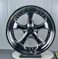 Juego de 2 Llantas de Aleación con Borde Profundo de 17, 18, 19 y 20 Pulgadas, 5x120, 5x114.3, 5x112, en Negro Cromado, con 5 Radios Remachados, para BMW, Benz, Audi