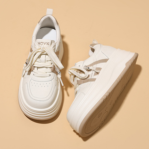 Women's White Sneakers 2026 Spring New Arrival Lightweight Thick Soles Built in Heel Lift Casual Sports Shoes - Product Image 2