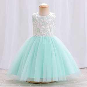 Robe de princesse pour filles, robe de bal, jupe en dentelle et tulle, pour les âges de 0 à 5 ans, vert, rose, gris - Product Image 1