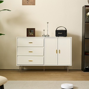 Modern Simple Design White HDF <b>Chest</b> of Drawers 3 Drawers With Two Doors for Bedroom Living Room <b>Storage</b> 0815-white-5 Living Roo - Product Image 2