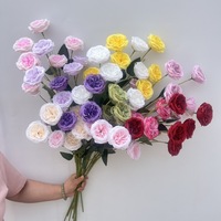 Fleurs artificielles en soie Austin Rose, 6 têtes, mini-rose artificielle, tiges pour arrangements floraux d'hôtels, mariages, salles de réception