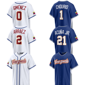 Maillots de baseball personnalisés brodés et cousus pour le World Baseball Classic 2026 de <span class=keywords><strong>l</strong></span>'équipe du Venezuela – Tenues de stade et de déplacement - Product Image 1