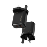 Adaptateur multi-ports 25W standard britannique à prix d'usine, charge super rapide QC3.0, chargeur USB Type-C