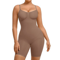 Body gainant sexy sans couture en nylon fin pour femme avec fermeture éclair pour le contrôle du ventre et l'amélioration des hanches